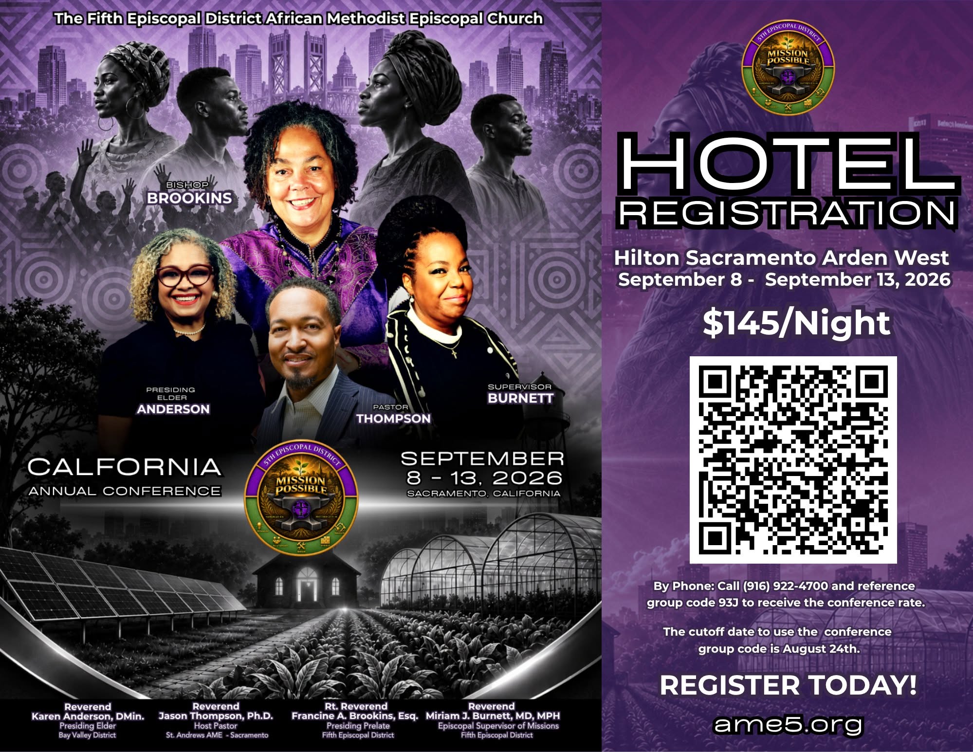 162nd California Annual Conference postcard — September 8-13, 2026 Sacramento hotel registration
